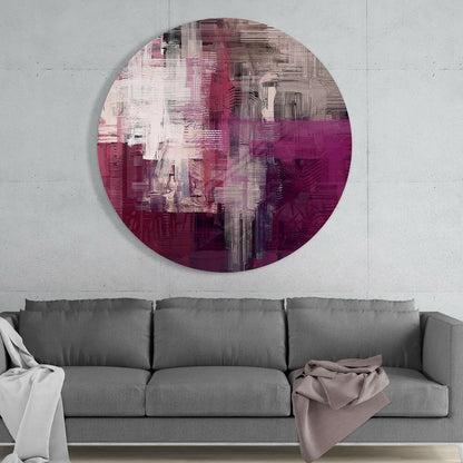 Bold Magenta Circular Tempered Glass Art | Glass Wall Art Print | vintageantiquesgifts.com