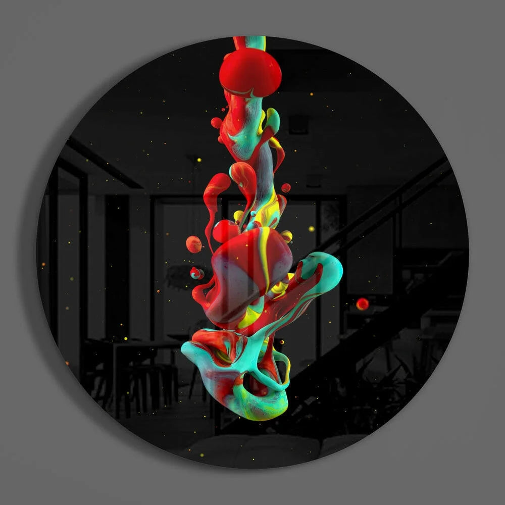 Vibrant Swirl Tempered Glass Art Circle | Glass Wall Art Print | vintageantiquesgifts.com