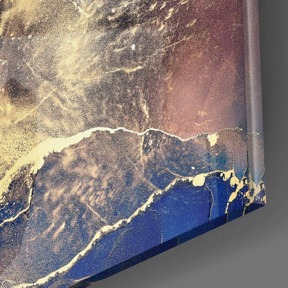 Luxe Swirled Glass Wall Art in Deep Blue Gold and Burgundy | Modern Wall Art Decor | vintageantiquesgifts.com
