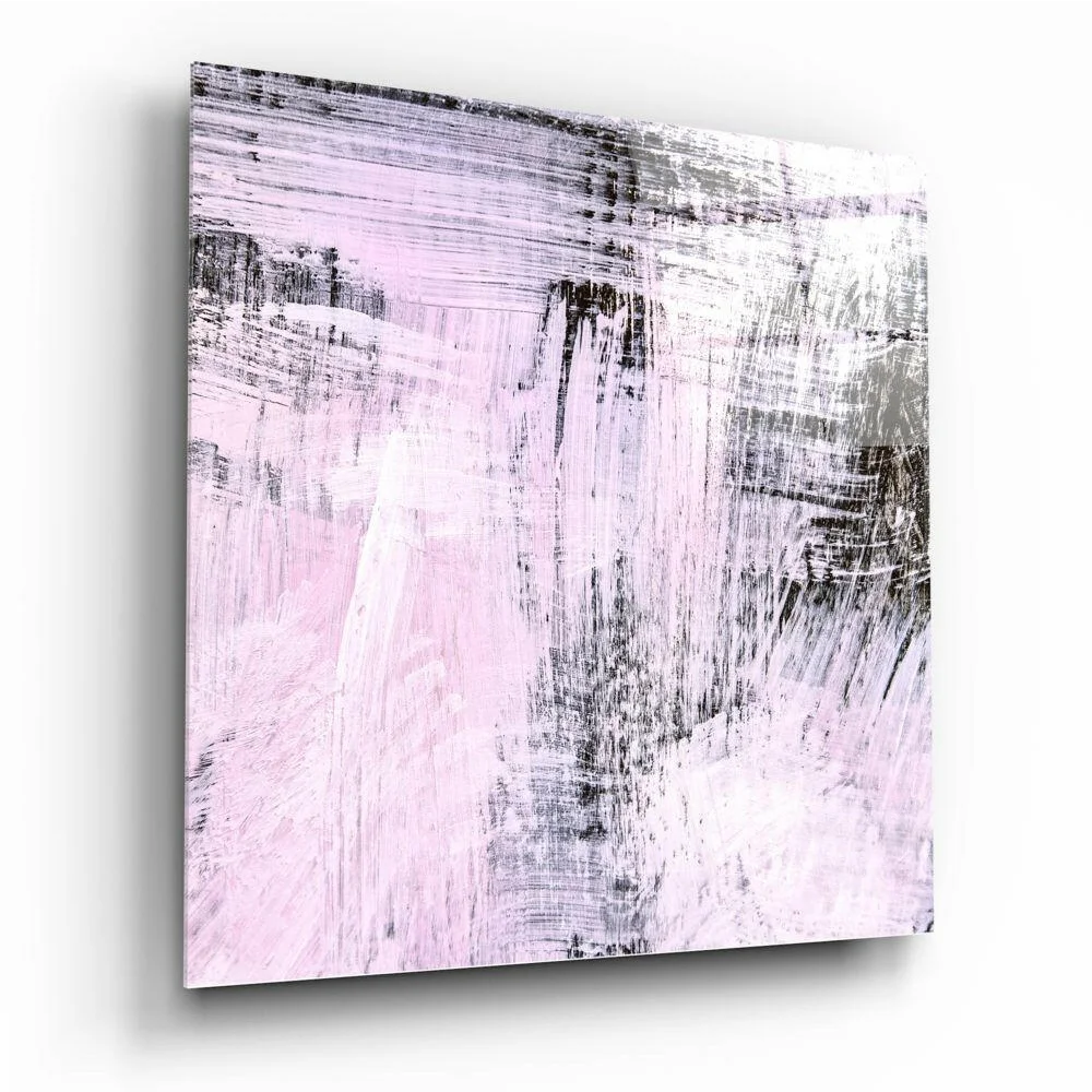 Bold pink abstract canvas wall art with vertical brushstrokes