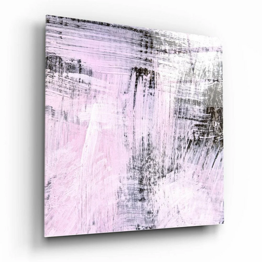 Bold pink abstract canvas wall art with vertical brushstrokes