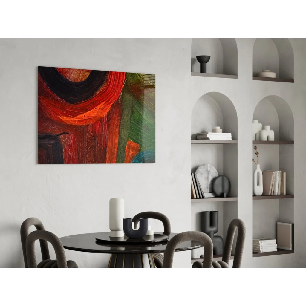 Vibrant bold red black green abstract canvas wall art
