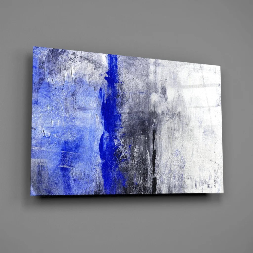 Bold Blue Streaks Abstract Canvas Wall Art | Glass Wall Art Print | vintageantiquesgifts.com