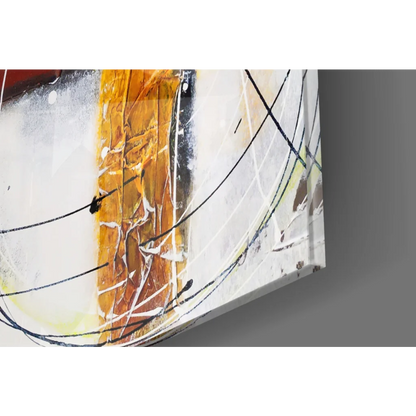 Abstract orange, white, black glass wall art print on textured canvas