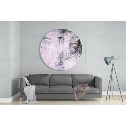 Lavender Black Abstract Tempered Glass Art Circle | Glass Wall Art Print | vintageantiquesgifts.com