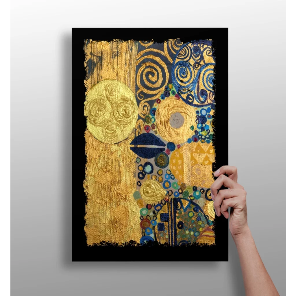 Insigne Aluminum Prints Gold Blue Swirl Wall Art | Insigneart USA | vintageantiquesgifts.com