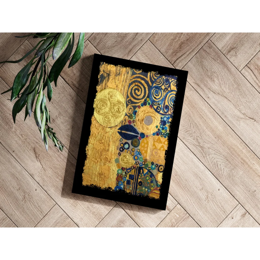 Insigne Aluminum Prints Gold Blue Swirl Wall Art | Glass Wall Art Print | vintageantiquesgifts.com