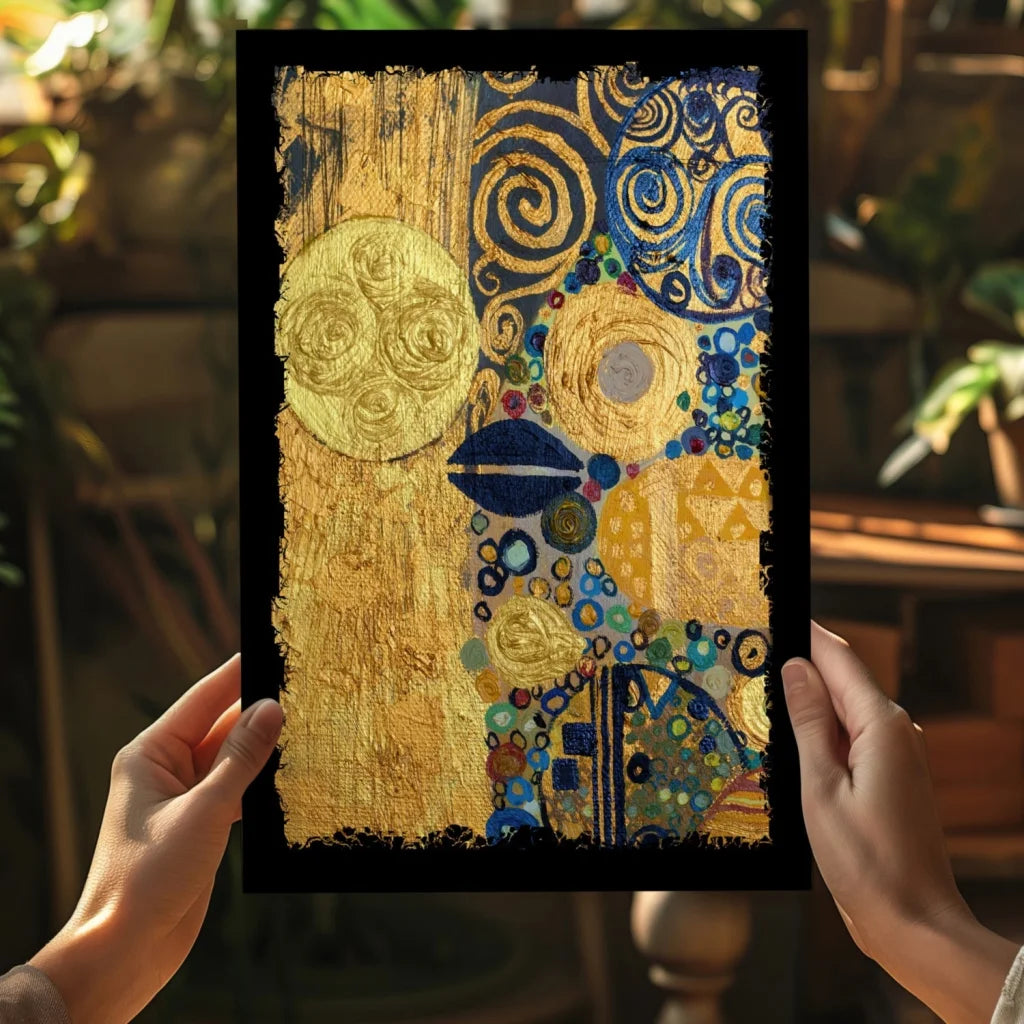 Insigne Aluminum Prints Gold Blue Swirl Wall Art | Contemporary Home Wall Art | vintageantiquesgifts.com