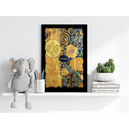 Insigne aluminum prints: gold blue swirl abstract wall art in Klimt style