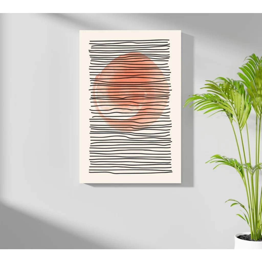 Peach circle abstract on insigne aluminum prints in vivid colors