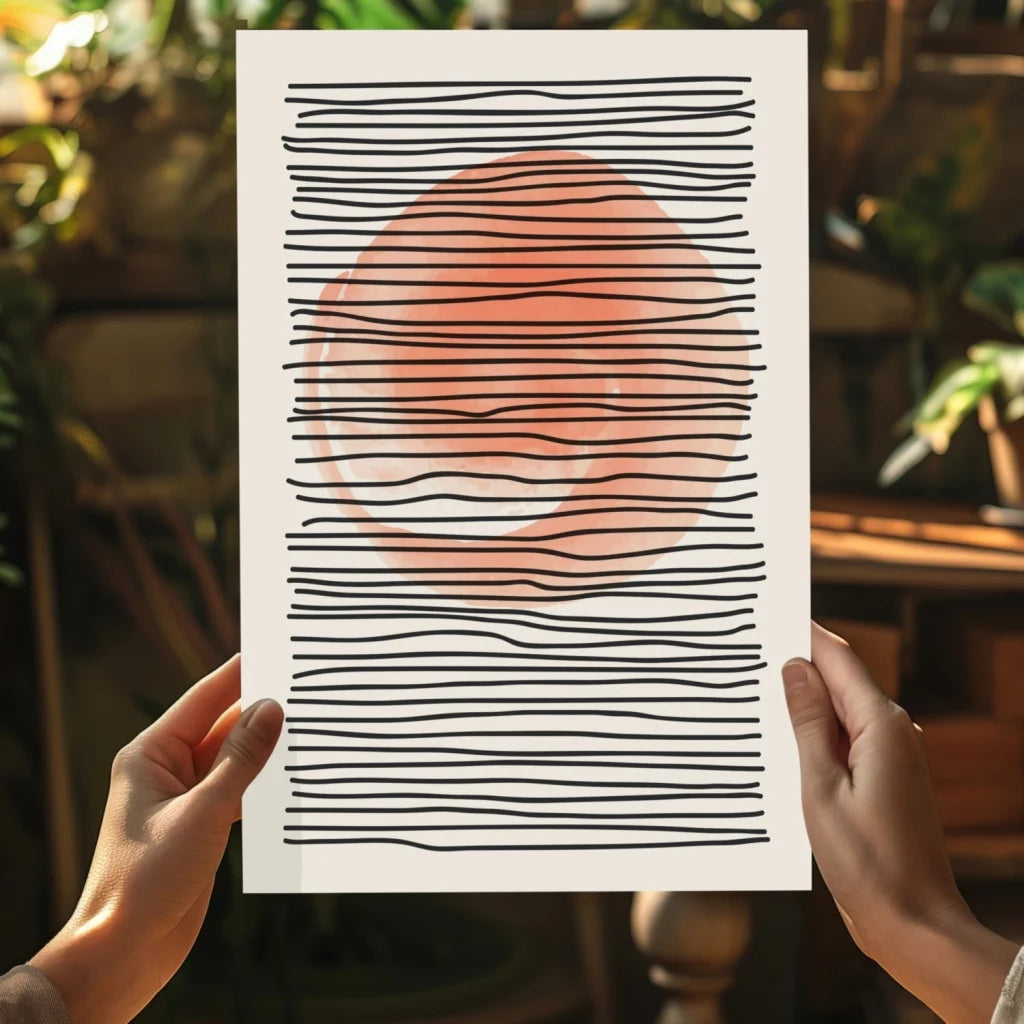 Minimalist peach circle abstract on Insigne Aluminum Prints