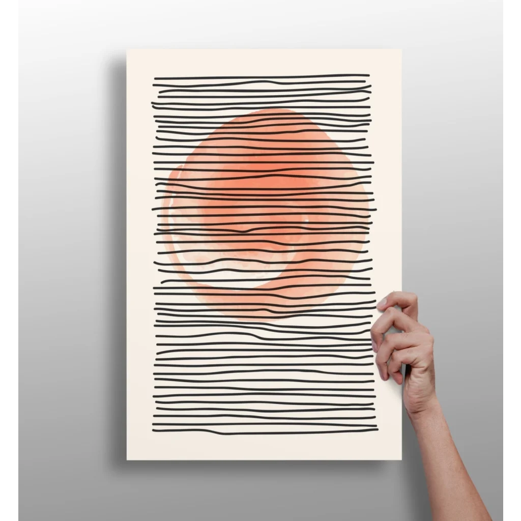 Peach circle abstract on insigne aluminum print with vivid colors