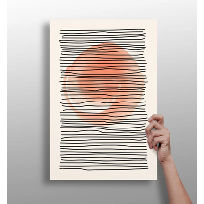 Peach circle abstract on insigne aluminum print with vivid colors
