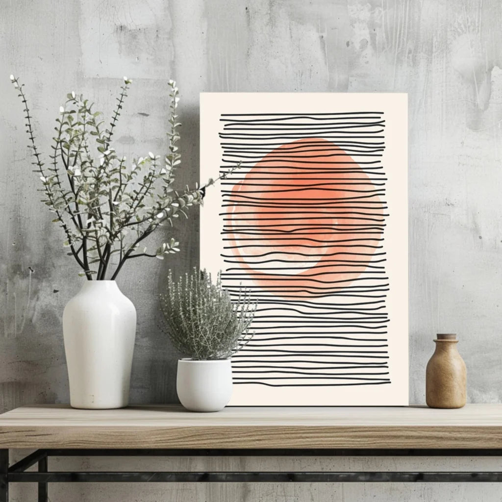 Peach circle abstract on insigne aluminum print
