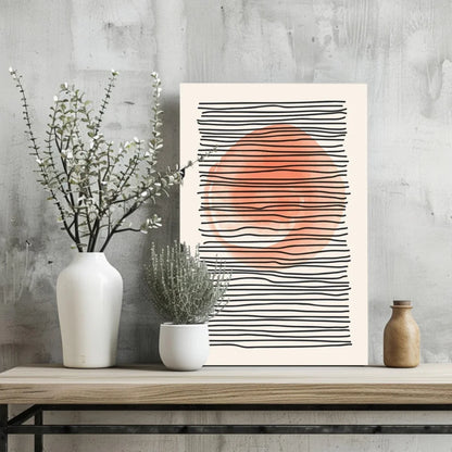 Peach circle abstract on insigne aluminum print