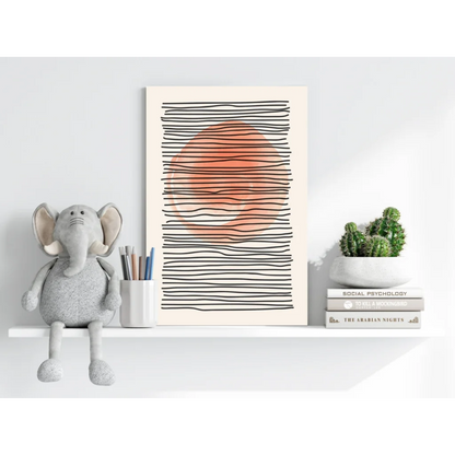 Peach circle abstract on insigne aluminum print with vivid colors