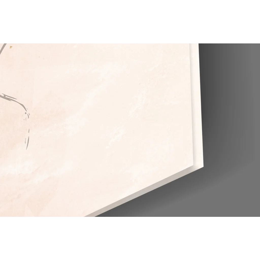 Cream navy blue abstract glass wall art with gold accents and textured panel