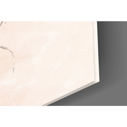 Cream navy blue abstract glass wall art with gold accents and textured panel