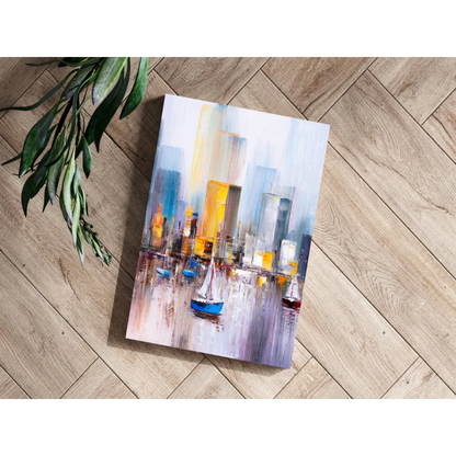 Insigne Aluminum Prints Abstract Cityscape Sailboat Art | Modern Wall Art Decor | vintageantiquesgifts.com