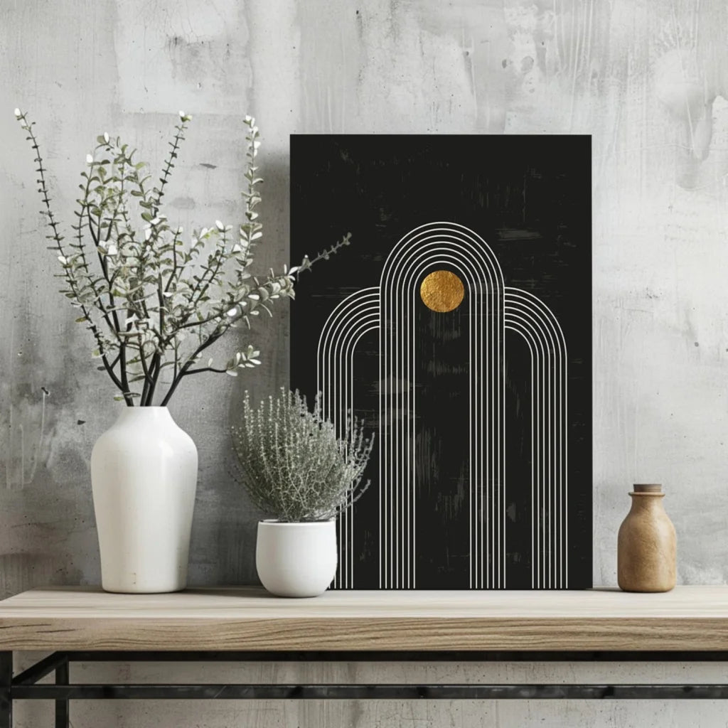 Stunning Gold Accent Insigne Aluminum Prints for Modern Spaces | Glass Wall Art Print | vintageantiquesgifts.com