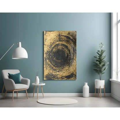 Stunning gold and black swirl glass wall art on canvas