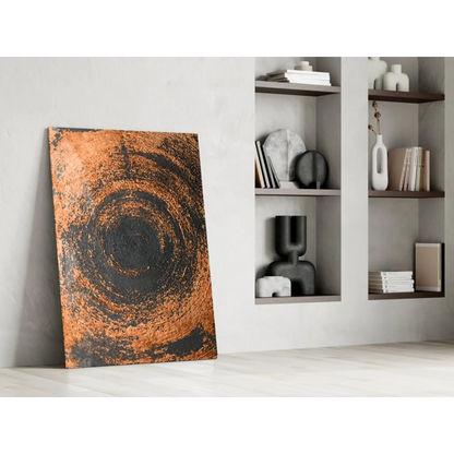 Stunning copper circle glass wall art with abstract textured design