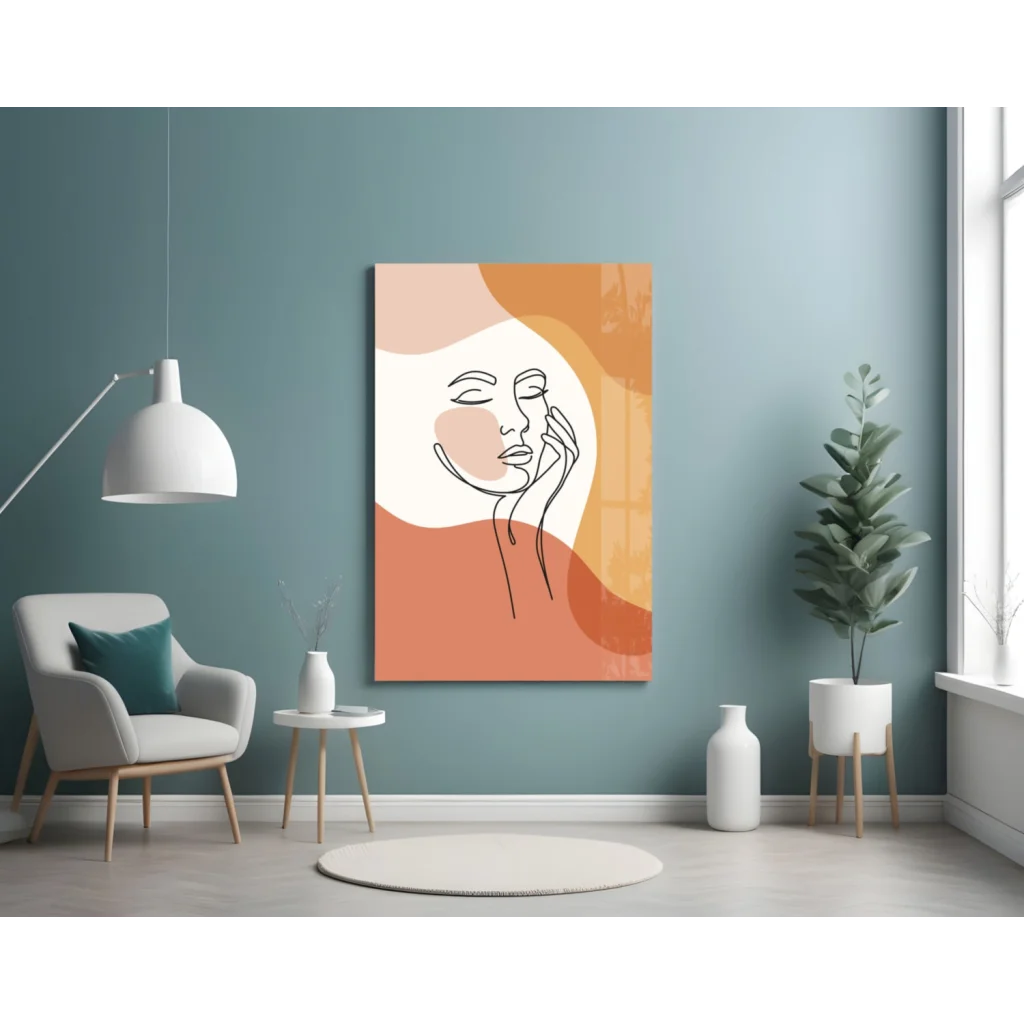 Modern minimalist orange face wall art canvas print