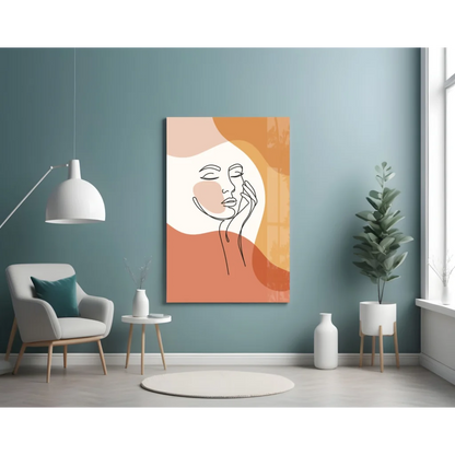 Modern minimalist orange face wall art canvas print