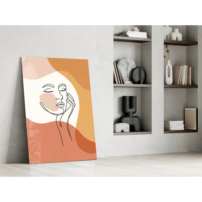 Abstract orange and white face canvas wall art modern decor