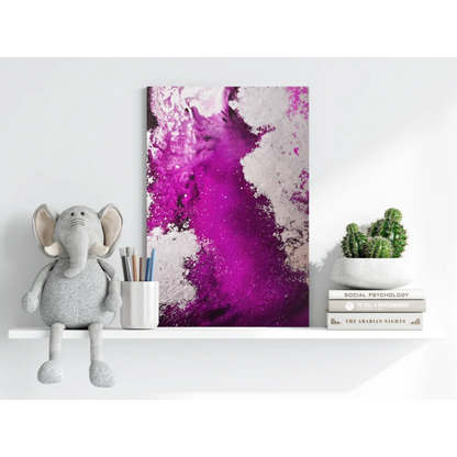 Vibrant magenta and white abstract on Insigne aluminum print