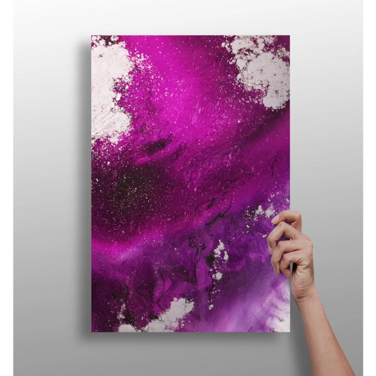 Vibrant magenta white abstract on Insigne aluminum prints