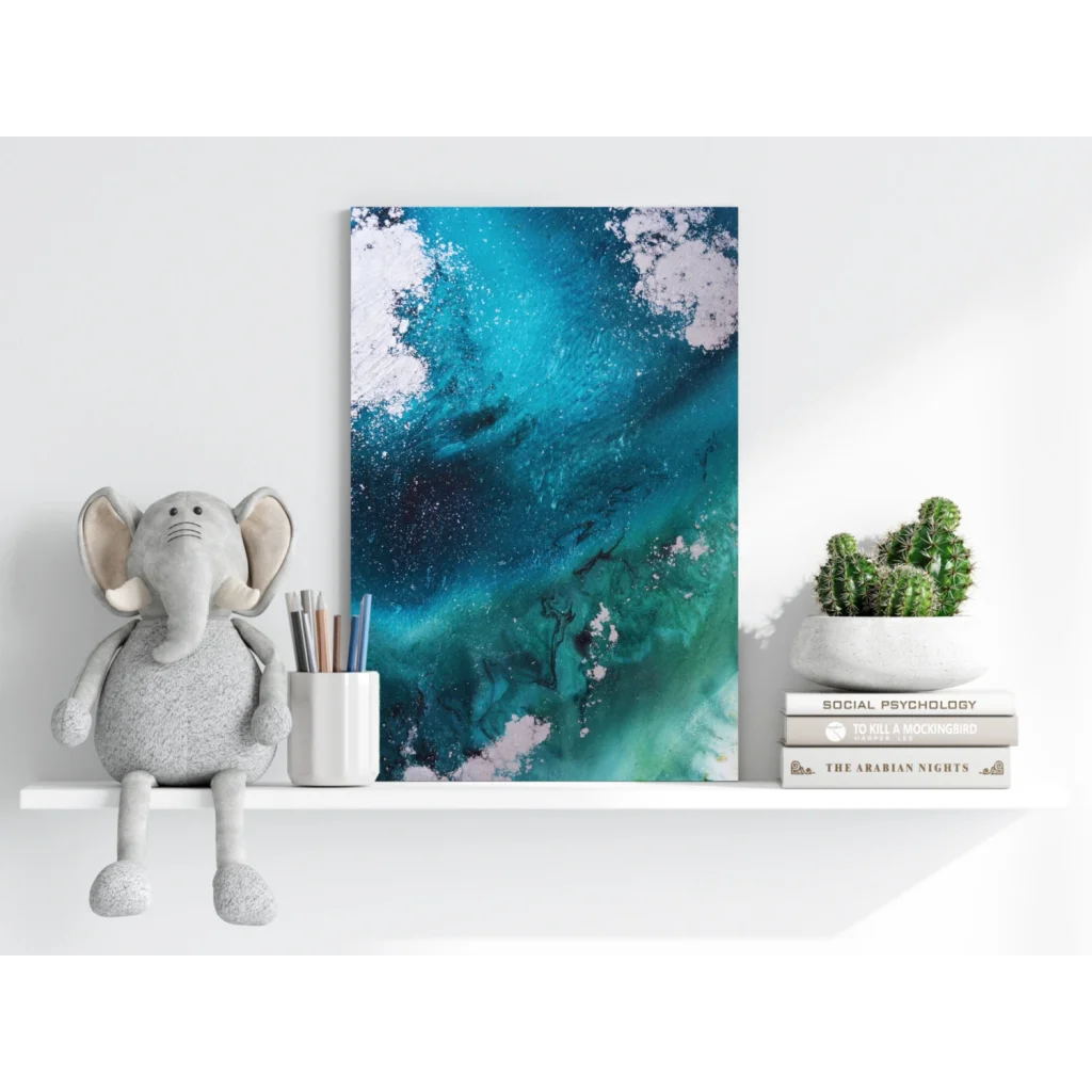 Vibrant teal turquoise swirl on Insigne aluminum print
