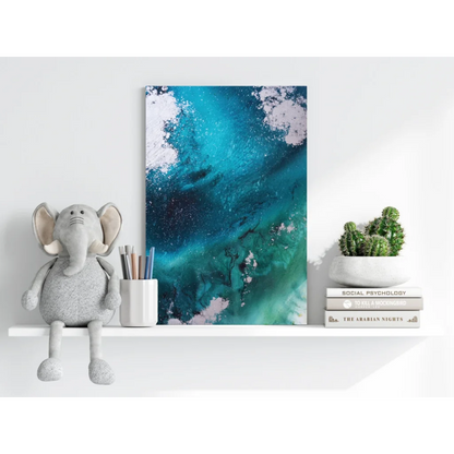 Vibrant teal turquoise swirl on Insigne aluminum print