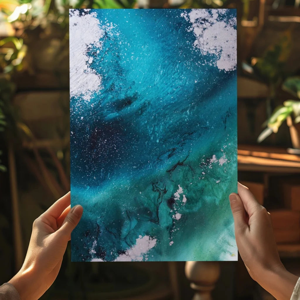 Stunning turquoise ocean swirl on Insigne aluminum print
