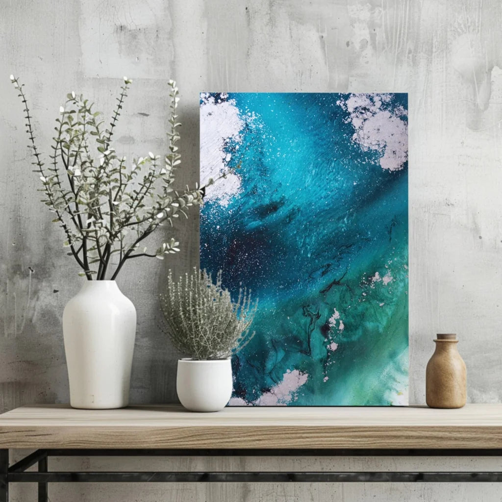 Stunning Turquoise Ocean Swirl Insigne Aluminum Prints | Glass Wall Art Print | vintageantiquesgifts.com