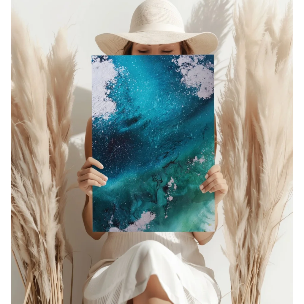 Stunning Turquoise Ocean Swirl Insigne Aluminum Prints | Contemporary Home Wall Art | vintageantiquesgifts.com