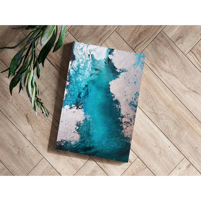 Vibrant turquoise abstract insigne aluminum print with textured brushstrokes