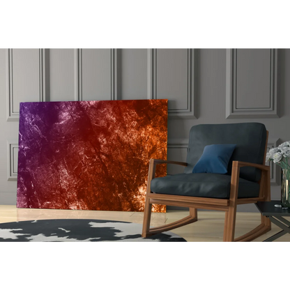 Stunning purple to copper gradient canvas wall art with metallic texture