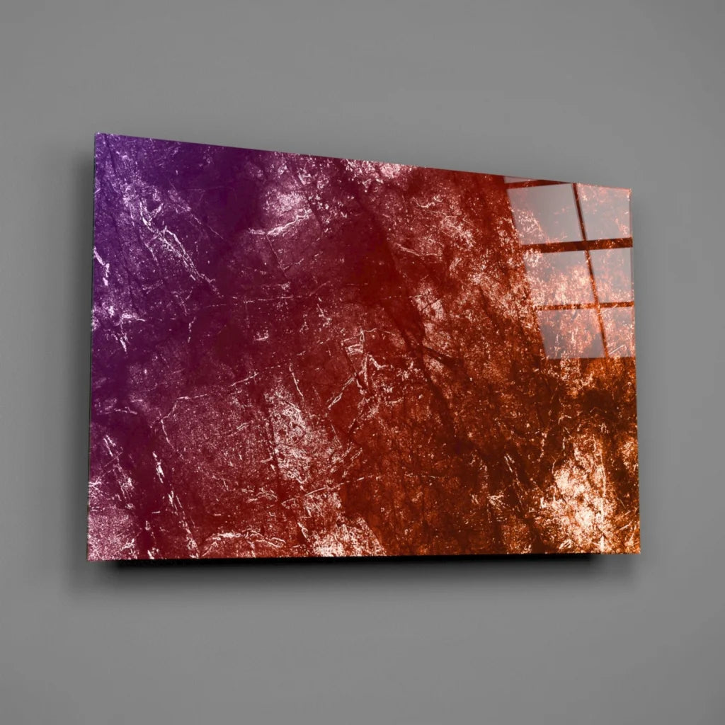 Stunning purple to copper gradient canvas wall art with cracked texture