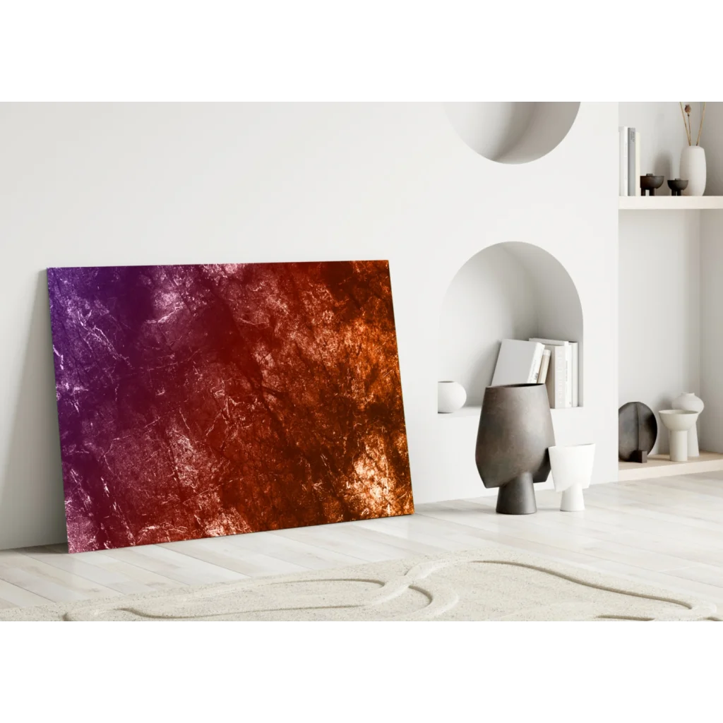 Stunning purple to copper gradient glass wall art canvas