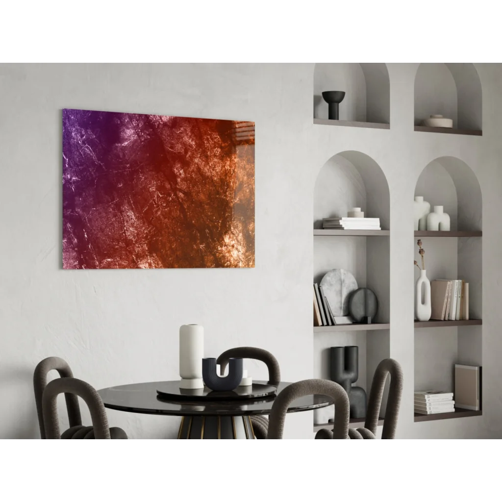Stunning purple to copper gradient wall art with metallic textured finish