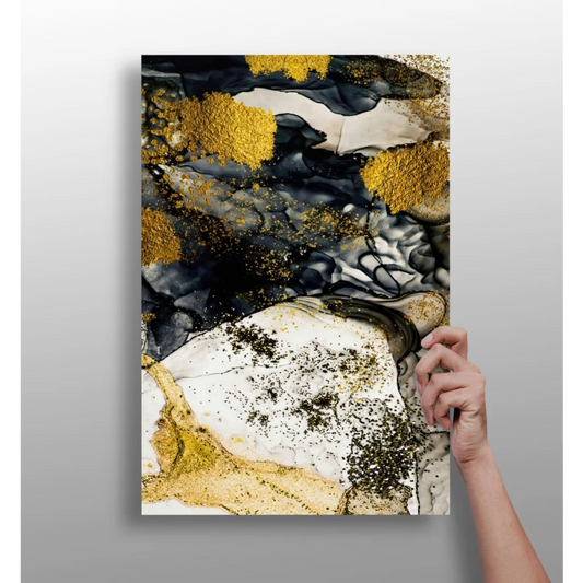 Stunning Gold Black White Swirl Insigne Aluminum Prints | Insigneart USA | vintageantiquesgifts.com