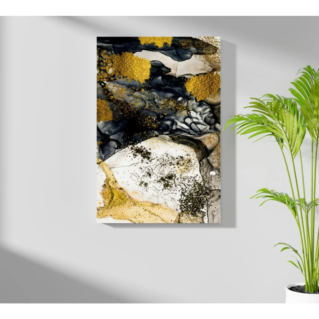 Stunning gold black white swirl on Insigne aluminum prints