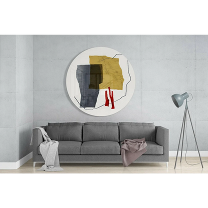 Bold Red and Gold Tempered Glass Art Circle | Glass Wall Art Print | vintageantiquesgifts.com