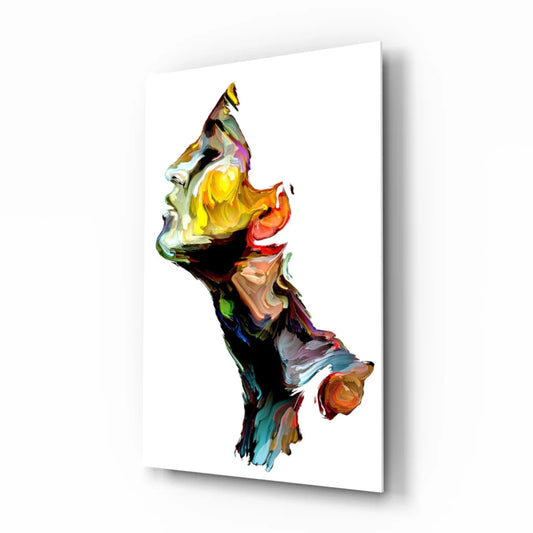 Vibrant swirling color portrait canvas wall art in bold hues