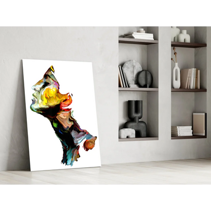 Vibrant swirling color portrait canvas wall art in bold hues