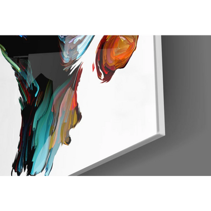 Swirling teal orange red black abstract wall art canvas painting