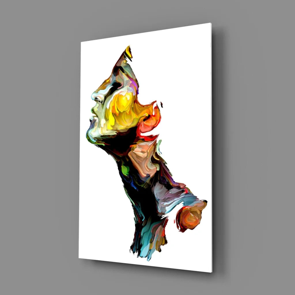 Vibrant swirling color portrait canvas wall art in bold strokes