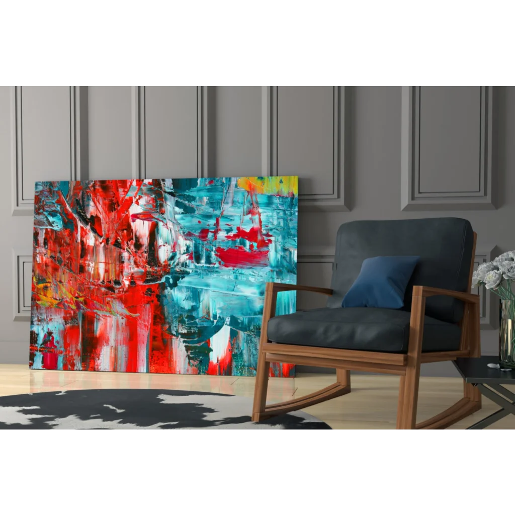 Stunning tempered glass wall art with vibrant abstract reflections