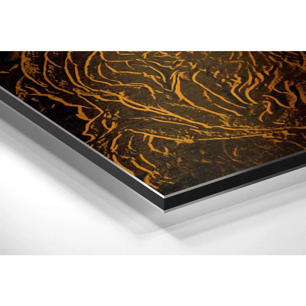 Golden Swirl Brushed Aluminium Dibond Wall Art | Glass Wall Art Print | vintageantiquesgifts.com